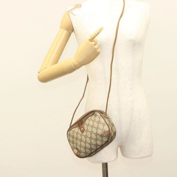 GUCCI GG Supreme Web Sherry Line Bag PVC Beige Gold 89 02 066 Auth BA3786 - Picture 3 of 16